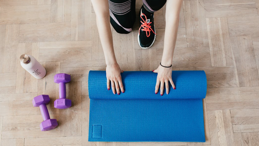 Exercise equipment set across the floor