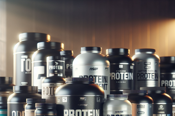 Assorted protein supplement containers showcasing top brands